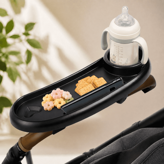 Bambang Adjustable Stroller Snack Tray with Cup and Phone Holders, Durable Plastic Stroller Accessory for Daily Outings