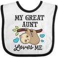 thumbnail image 3 of Inktastic My Great Aunt Loves Me with Sloth and Hearts Boys or Girls Baby Bib, 3 of 4