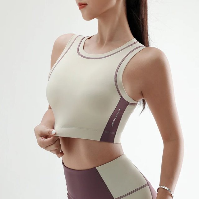 Sujetador deportivo de moda para Yoga para mujer, ropa interior deportiva con cuello redondo, chaleco deportivo para correr a prueba de golpes, chaleco deportivo para yoga de secado rápido