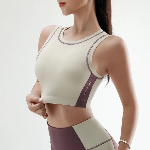 Sujetador deportivo de moda para Yoga para mujer, ropa interior deportiva con cuello redondo, chaleco deportivo para correr a prueba de golpes, chaleco deportivo para yoga de secado rápido