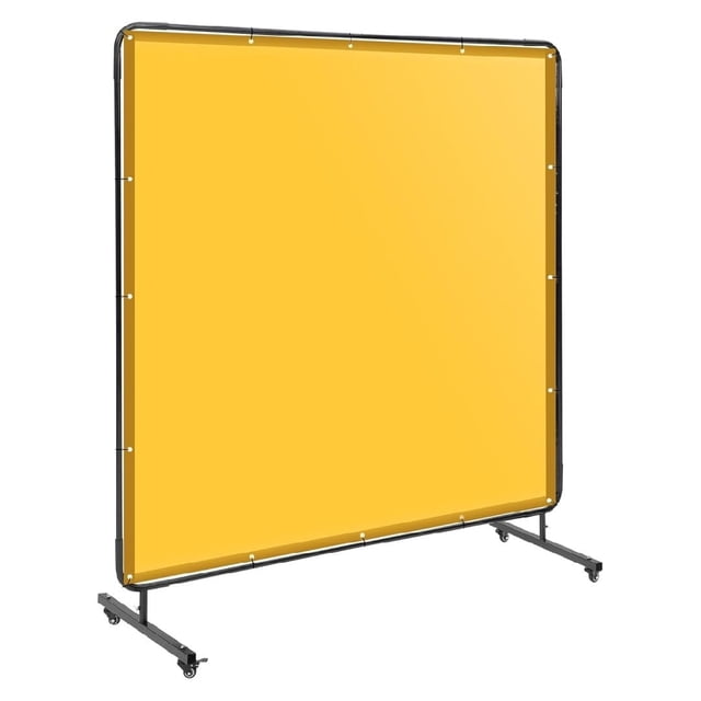 Eastvita 6x6FT Welding Screen with Frame Flame - Resistant PVC Curtain Transparent Safety Panel Lockable Swivel Wheels for Workshop Garage Metalworking (Yellow)