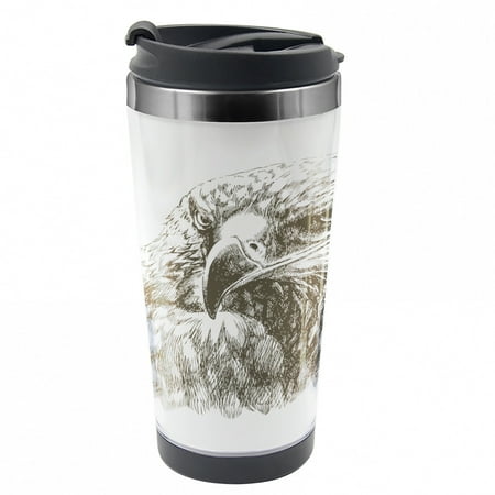 

Eagle Travel Mug Eagle Wildlife Art Steel Thermal Cup 16 oz by Ambesonne