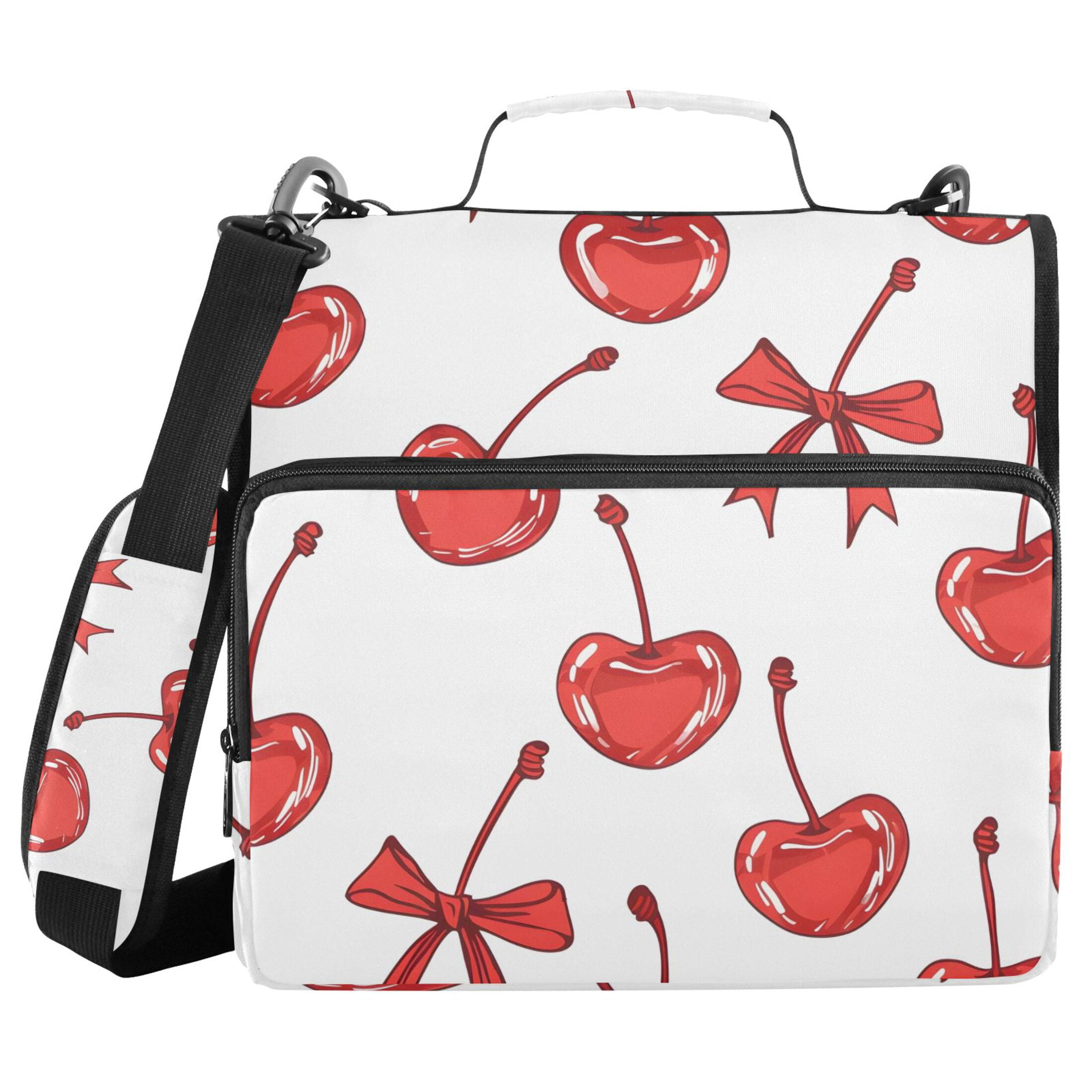 ALAZA Zipper Binder Cherry and Bows 3 Ring Trapper Keeper File Folder Organizer Bag