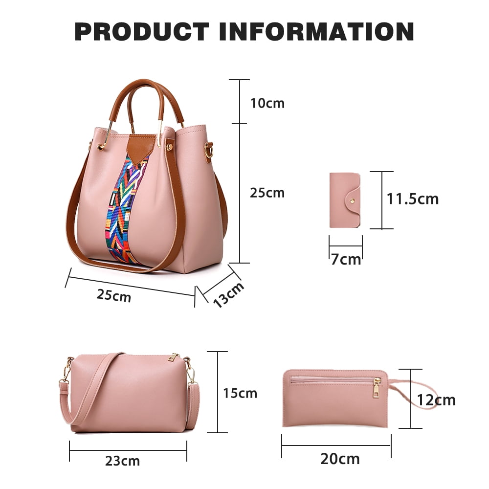 Women Fashion Synthetic Leather Handbags Tote Bag Shoulder Bag Top Handle  Satchel Purse Set 4pcs