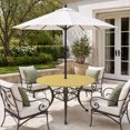 thumbnail image 2 of Round Outdoor Tablecloth with Umbrella Hole and Zipper, Light Yellow Tablecloth with Elastic Waterproof, Minimalist Modern Solid Color Yellow Patio Table Covers for 45" - 54" Picnic Pool Tables, 2 of 9