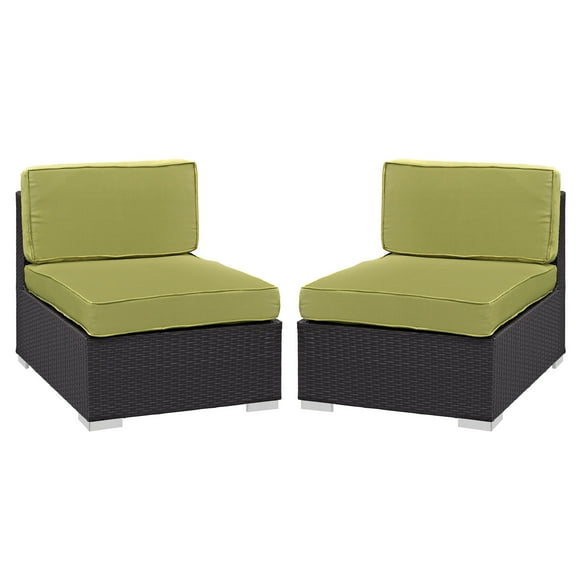Modway Gather Outdoor Patio Armless Chair Set of 2 in Espresso Peridot by Modway