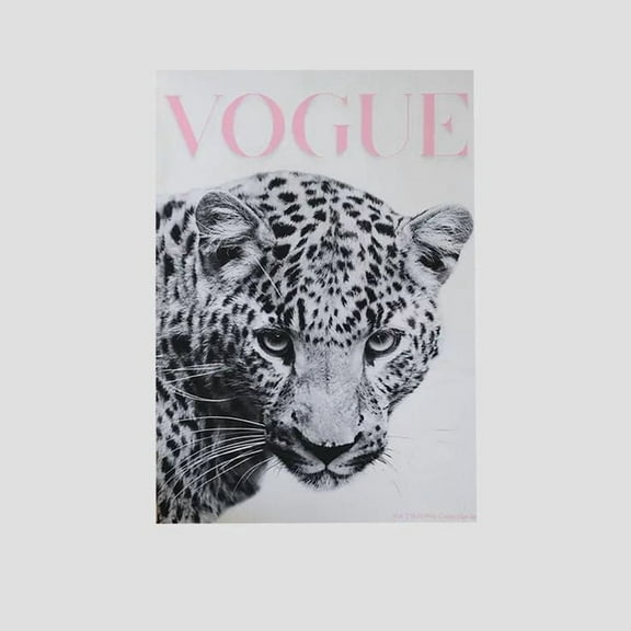 Pink Leopard Wall Art Black and White Trendy Fashion Stylish Print Office Decor Aesthetic Girly Apartment Poster Fashion Magazine Size 24''x36'' - Postora