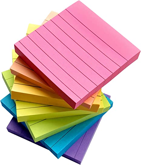 7 Pack Lined Sticky Notes, Colorful Notes 3x3, Super Sticking Power ...