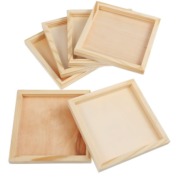 SEWOART Painting Serving Tray Wooden Trays for Teachers Beige Candy Storage Family Use 6 Pcs