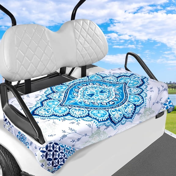 Golf Cart Seat Covers Suitable for EZGO, Club Car & More 2-Seat Carts, Golf Cart Seat Towel 100% Microfiber for Ultimate Comfort & Protection, Golf Cart Accessories 55'''' x 32'''' (Blue Bohemian)