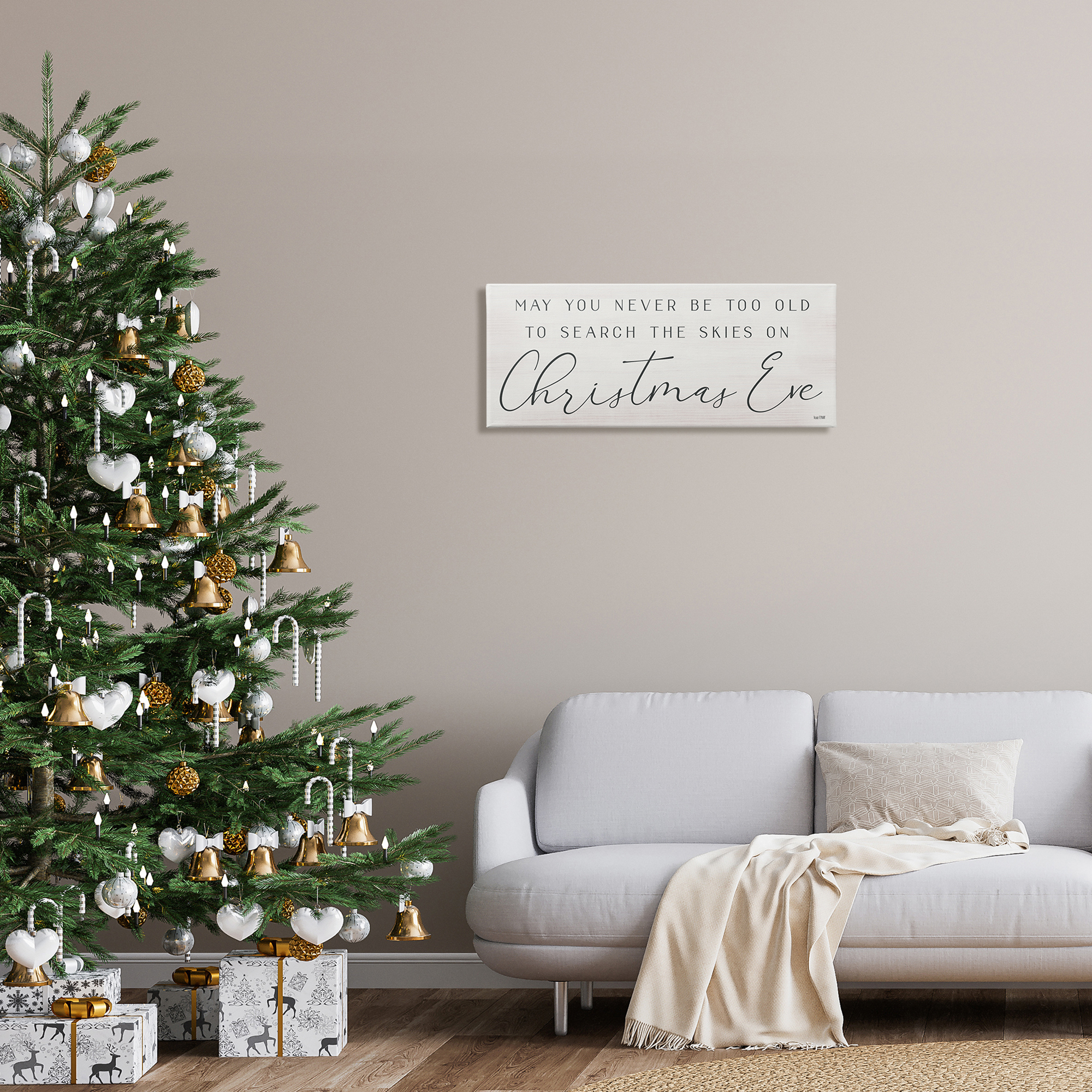 Inspiring Christmas Eve Typography Sentiment Script Inspirational Graphic Art Gallery-Wrapped Canvas Print Wall Art