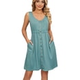 thumbnail image 1 of RKSTN Robe d'Été pour Femmes, Robe Sans Manches à Col en V de Couleur Unie avec Poches, Robes de Plage, Robes Grande Taille pour Femmes, 1 of 9