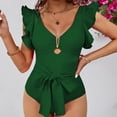 thumbnail image 2 of Aayomet Bathing Suits for Women Swimsuit Without Underwire Ruffles Hollow Belt (Green, L), 2 of 5