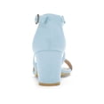 thumbnail image 2 of BLISSFUL STEP Style Women's Open Toe Cross Strap Mid Block Heel Sandals Blue 7, 2 of 8