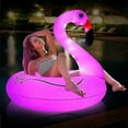 thumbnail image 2 of Inflatable Flamingo Pool Floats With Lights, Solar Powered Flamingo Swim Tube Rings, 2 of 5
