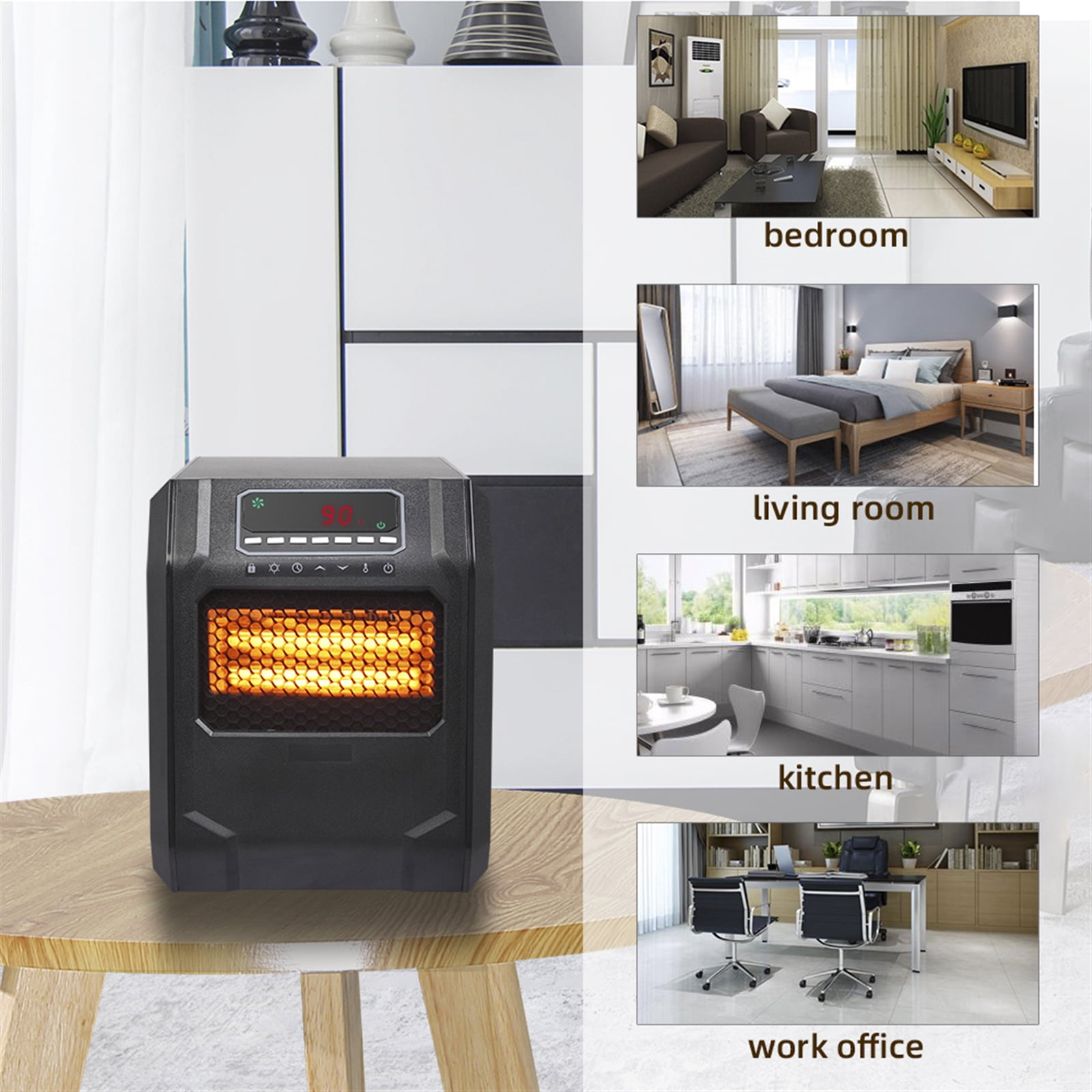 UWR-Nite Electric Infrared Quartz Heater, 4-Element Space Heater w/  Temperature Control, Timer, Overheat Shut Off Protection, 3 Heat Settings,  For Home Office Indoor, ETL, 750W/1500W - Walmart.com