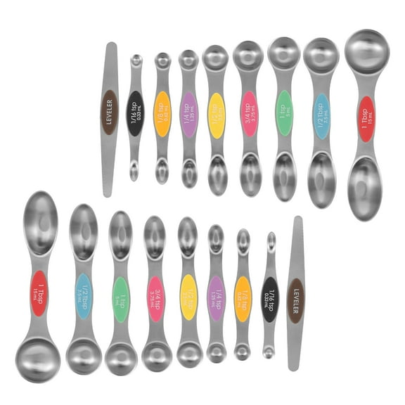 Xiyztok 18Pcs Magnetic Measuring Spoons,Versatile Safe Stainless Steel Double Sided Solid Nesting Teaspoon Easy to Clean