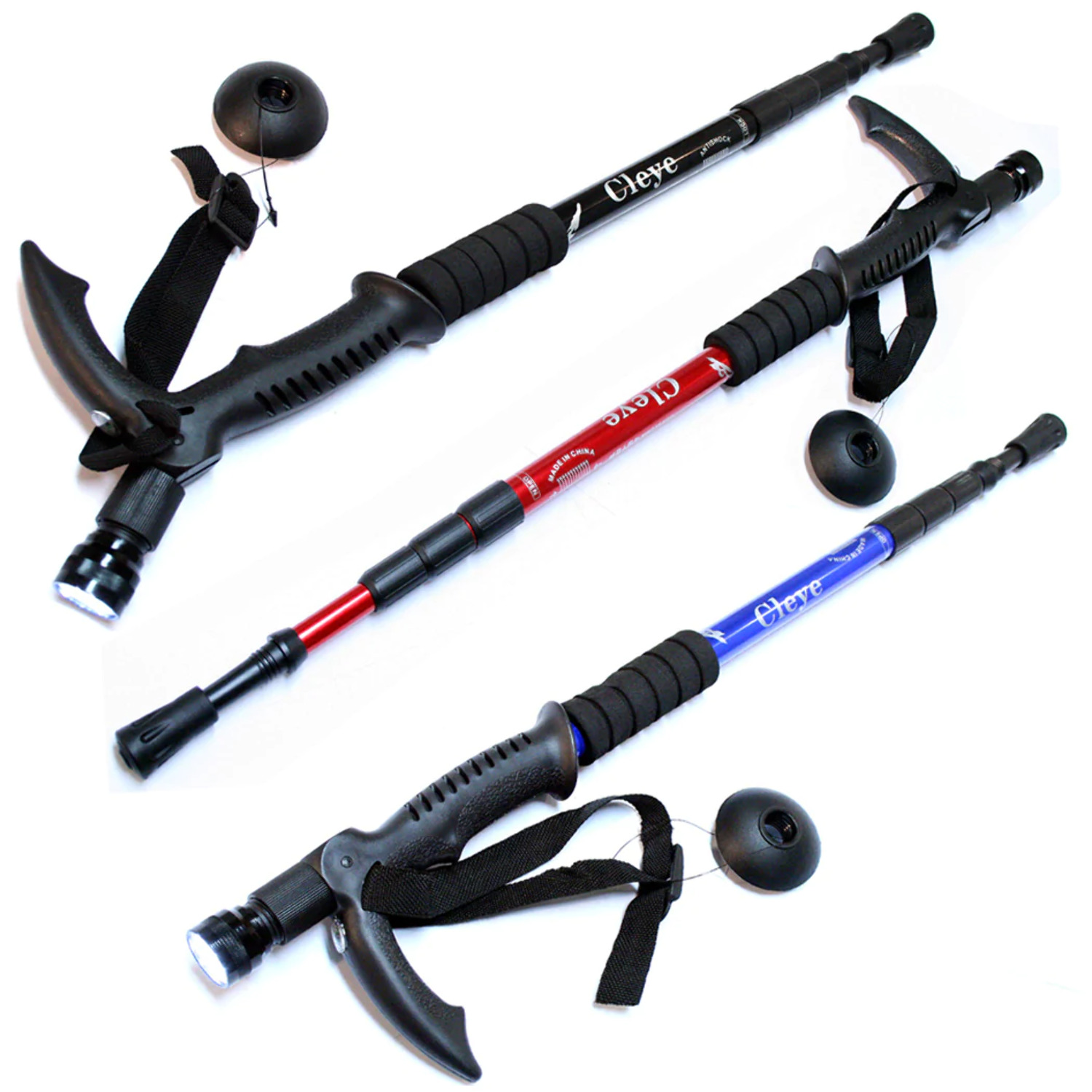 Defender 50 Mixed Colors Hiking Sticks With Flashlight Canes Compass
