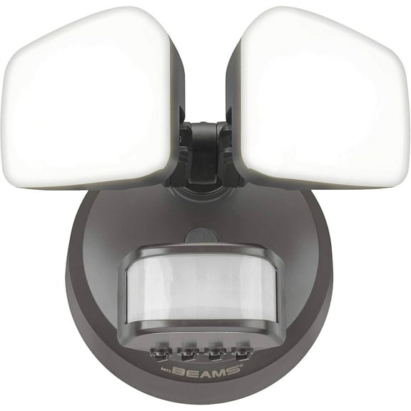 Mr Beams Wired Pro 2-Head Outdoor Motion Sensing LED Security Light, 2700 Lumens, Bronze