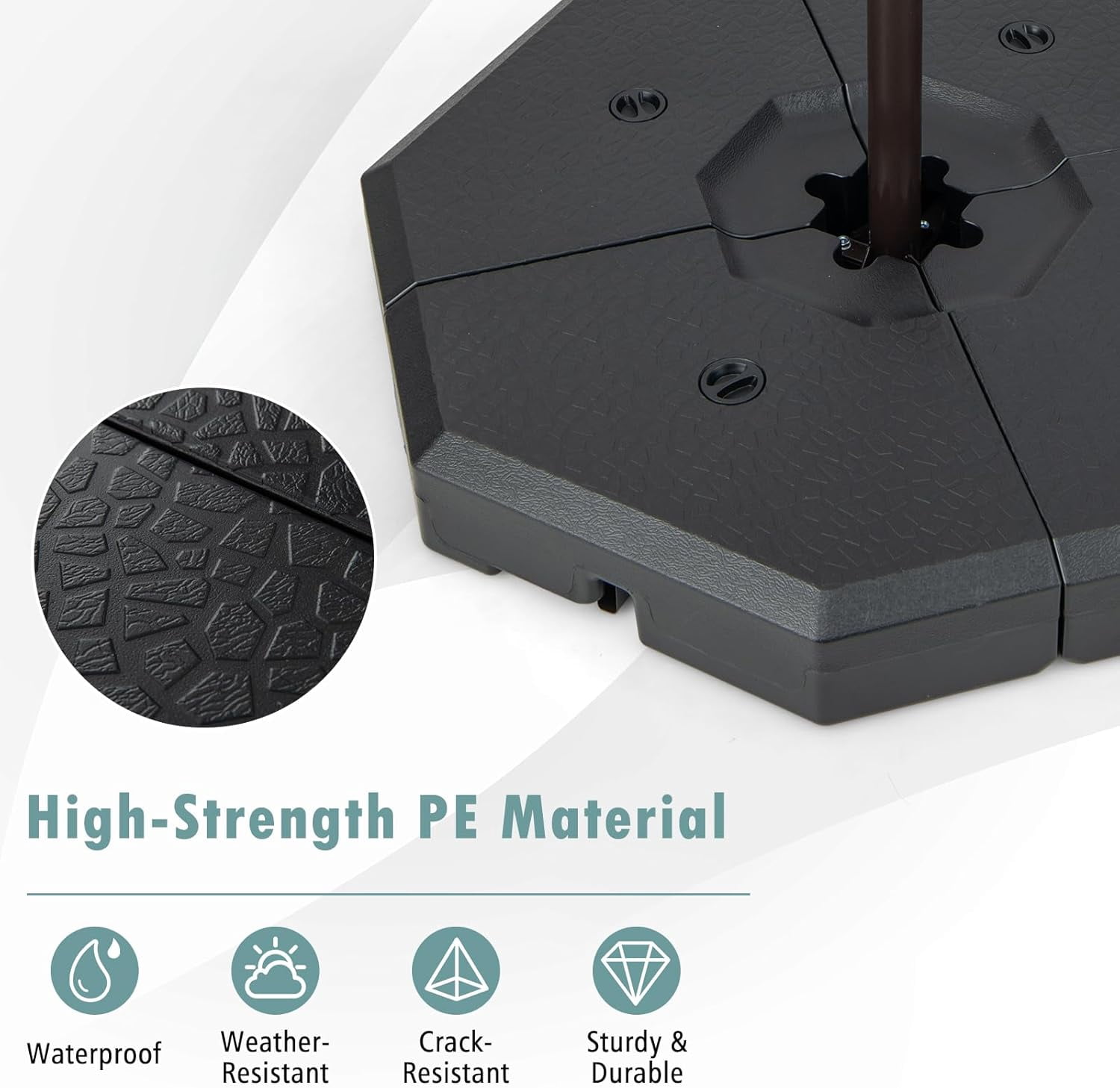 Neatifyes 4 Piece 350 lbs Patio Umbrella Base, Octagon Shaped Water & Sand Filled Outdoor Weighted Umbrella Base Plate, 41" x 41" Umbrella Stand for Cantilever Offset Large Umbrella