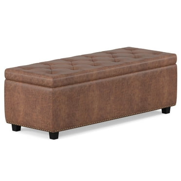 Simpli Home Storage Ottoman in Distressed Umber Brown