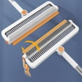 thumbnail image 6 of 4-in-1 Long Handle Rotating Tile Brush with Squeegee,Multi-Purpose Floor Wall Cleaning Tool Stiff Bristles Rubber Squeegee for Bathroom Kitchen Patio Windows Hard-to-Reach Corners-White, 6 of 9