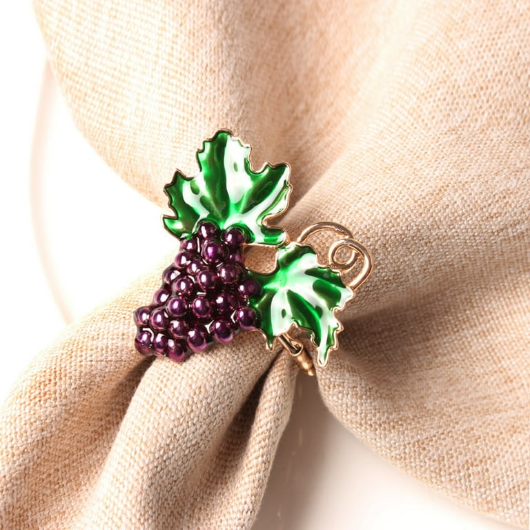 Visland 4PCS Grape Napkin Ring Fruit Shape Table Decoration Suitable for Wedding New Year Christmas Thanksgiving Summer Party Family Gathering