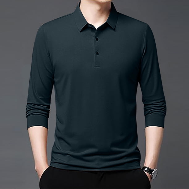pstuiky camisa de manga larga para hombre, Camisa/top informal de manga larga con solapa a cuadros para hombre, moda de primavera e invierno tops de invierno para hombre xl