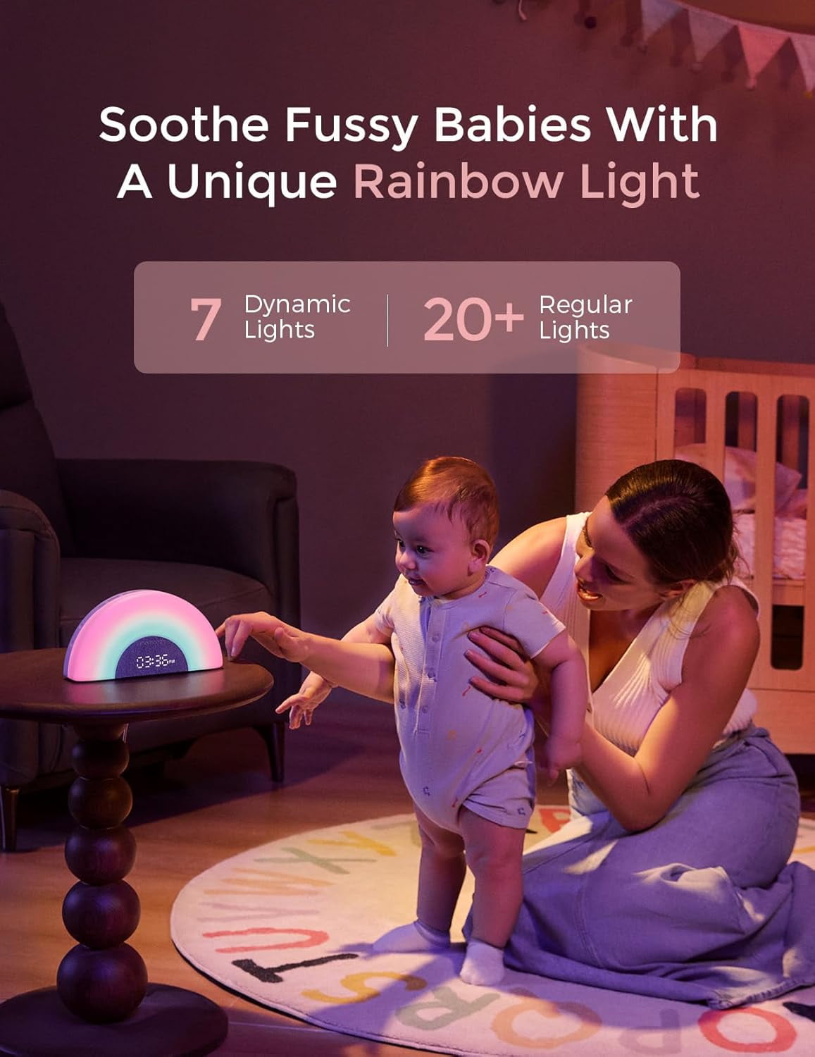 Momcozy DreamSync Tech™ Baby Sound Machine, Night Light, APP Control Baby Sleep Trainer, Routine Builder, White Noise Machine with 34 Soothing Sounds, Wake Up Light Sunrise Alarm Clock
