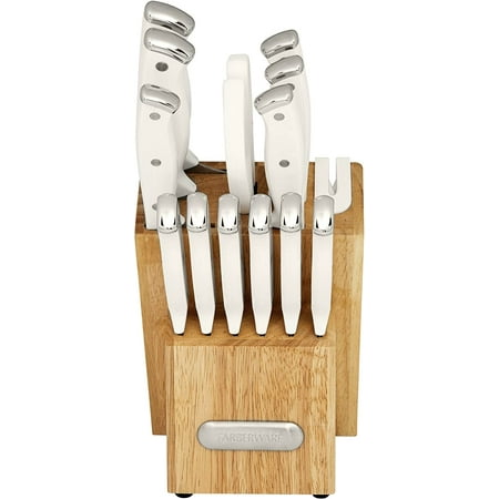 

Edgekeeper Triple Riveted Knife Block Set with Built in Sharpener 14-Piece White