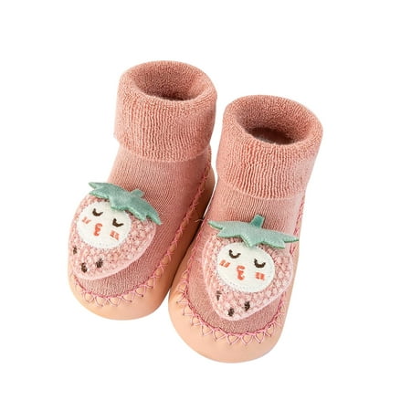 

nsendm I N C Shoes Autumn And Winter Comfortable Baby Toddler Shoes Cute Cartoon Fruit Pattern Pineapple Strawberry Shoes Pink 12 Months