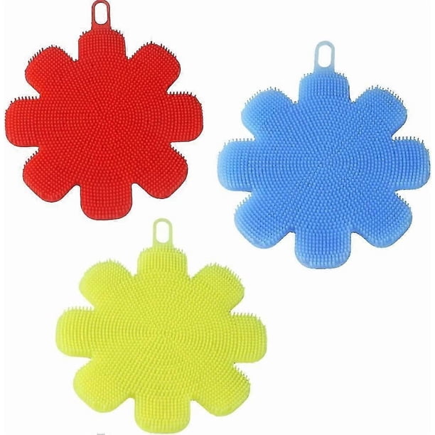 Silicone Sponge Dish Washing Kitchen Gadgets Brush Accessories (3 Pack) - Food Grade Reusable Sponges for Dishes Heat Resistant Double Sided Silicon B