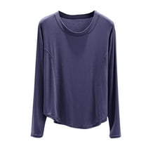 Diufon Women's Long Sleeve Tops Casual Loose Sleep Shirts Fall Winter Soft Basic Crewneck Bottom Tops