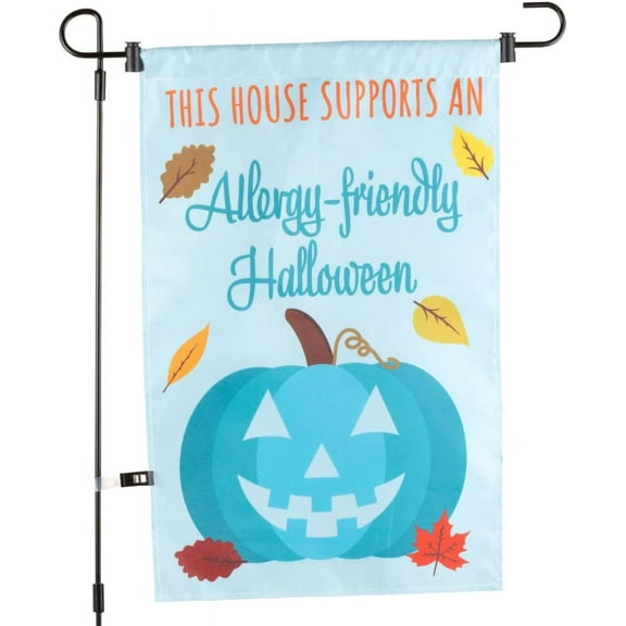 Halloween Garden Flag (This House Supports an Allergy Friendly Halloween) - 12" x 18"- Outdoor Weatherproof Banner, Treat Candy Yard Lawn Signs - Fits Most Pole Steaks (Sold Separately)