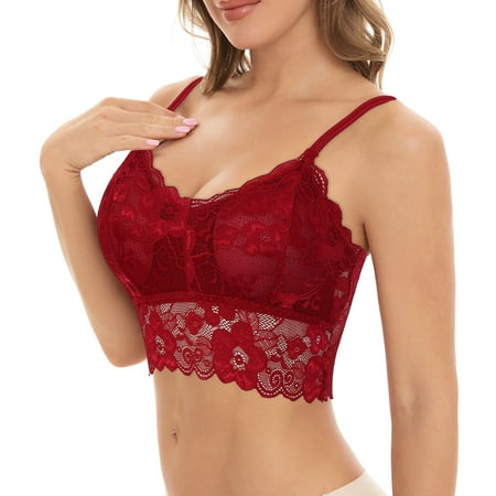 

Zrbywb Simple Comfort Women Bra Ladies Lace Sling Wrap Chest Hollow Out Red Breathable Lace Bra Top Underwear