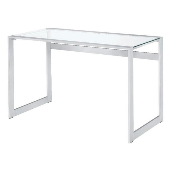 Hartford 47-inch Glass Top Writing Desk Chrome