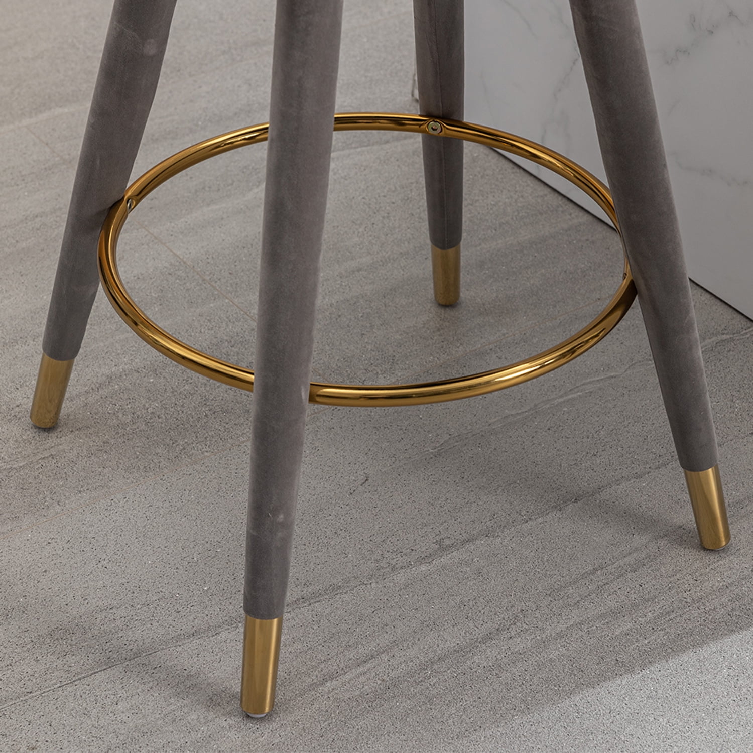 Demi Bonn 36" Counter Height Bar Stools Set of 2, Upholstered Barstools with Backrest, Kitchen Island Countertop Chairs for Dining Room, Gray