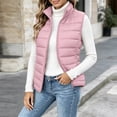 thumbnail image 4 of Mifsaly Puffer Vest Women Warm Sleeveless Quilted Jacket Stand Collar Zip Up Lightweight Fall Winter Travel Daily Layering Casual Outerwear with Pockets Pink,S, 4 of 6