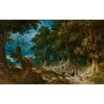 thumbnail image 2 of Abraham Govaerts 24x16 Black Ornate Framed Double Matted Museum Art Print Titled: Wooded Landscape with Hunters and Fortune Teller (1612), 2 of 5