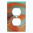 thumbnail image 2 of Metal Light Switch Plate Cover Image of Marble Orange Teal Swirl Galaxy MAR076, 2 of 13