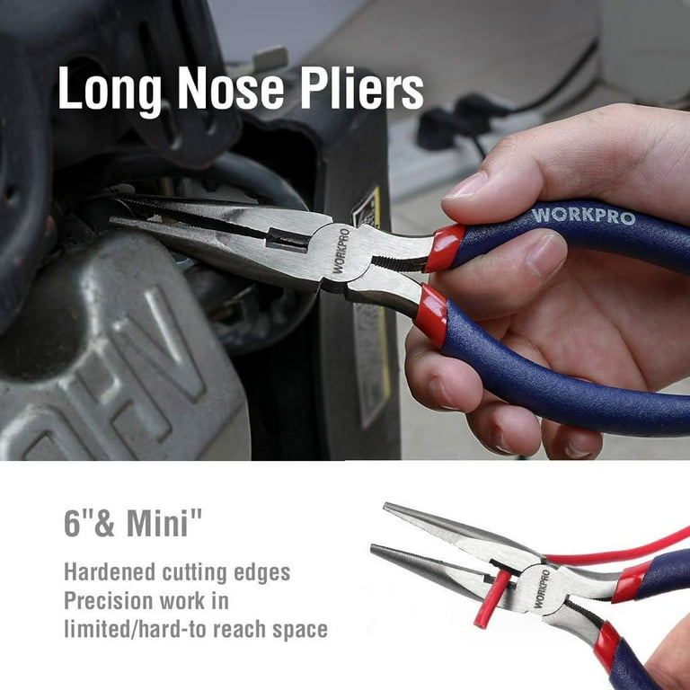 WORKPRO 7-piece Pliers Set (8-inch Groove Joint Pliers, 6-inch Long Nose, 6-inch Slip Joint, 4-1/2 Inch Long Nose, 6-inch Diagonal, 7-inch Linesman, 8-inch Slip Joint) for DIY & Home Use - Free Delivery WORKPRO 7-piece Pliers Set (8-inch Groove Joint Pliers, 6-inch Long Nose, 6-inch Slip Joint, 4-1/2 Inch Long Nose, 6-inch Diagonal, 7-inch Linesman, 8-inch Slip Joint) for DIY & Home Use - Free Delivery