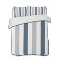 thumbnail image 2 of Blue Gray Striped Full Size Down Alternative Comforter, Lightweight Comforter Quilt Bedding Set with Pillow Shams Farmhouse Stripe Art All Seasons Bed Comforter Duvet Insert 78"x90", 2 of 7