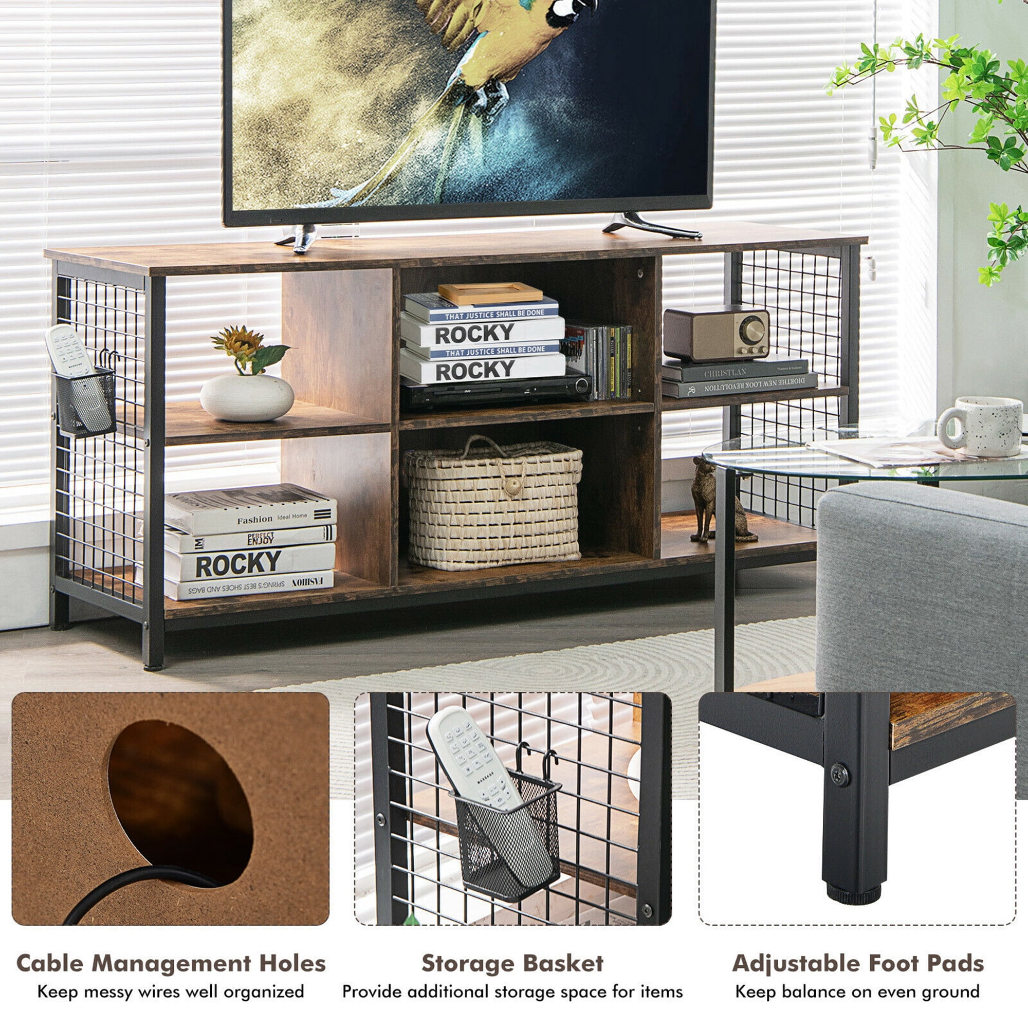 Gymax 3 Tier TV Stand for TVs up to 65", Brown