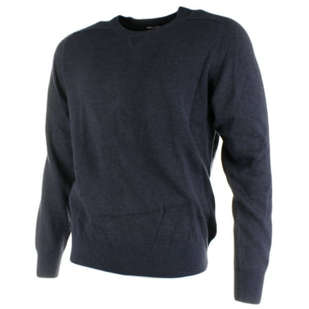 - KIRKLAND SIGNATURE Mens Extra Fine Merino Wool and Pima Cotton Pullover Sweater (X-Large, Navy)