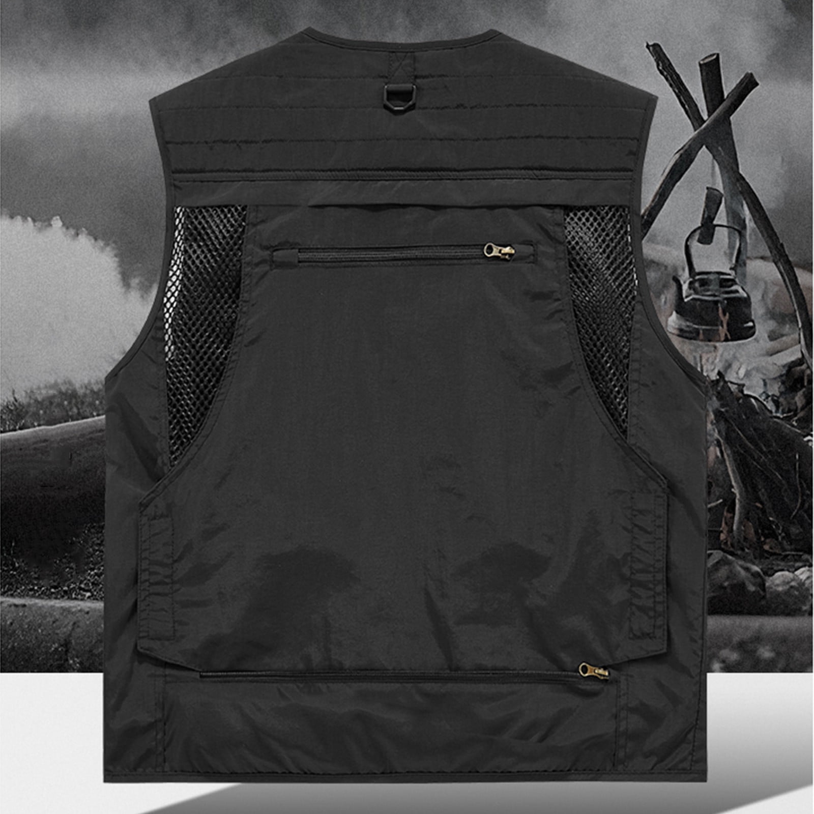 ZGRBOU Women's Casual Lightweight Outdoor Work Vests Multi Pockets Zip up Cargo Tops Safari Travel Photo Cargo Jacket