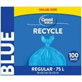 thumbnail image 1 of Great Value Regular Blue Recycle Bags, 75L , 100bags, 1 of 4