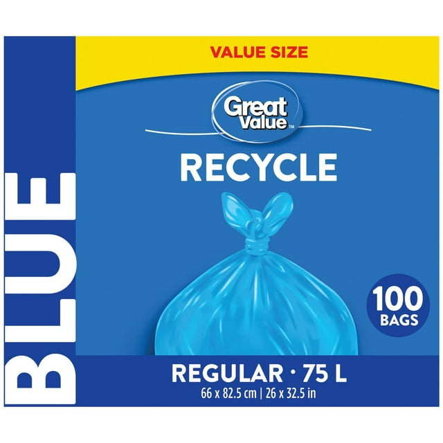 Sacs de recyclage bleus format Régulier Great Value