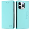 thumbnail image 2 of Wallet Case For iPhone 15 Pro 6.1inch, [RFID Blocking] PU Leather Magnetic Folio with 2 Card Slot Kickstand Flip Cover Shockproof Phone Case,Mint Green,For iPhone 15 Pro, 2 of 8