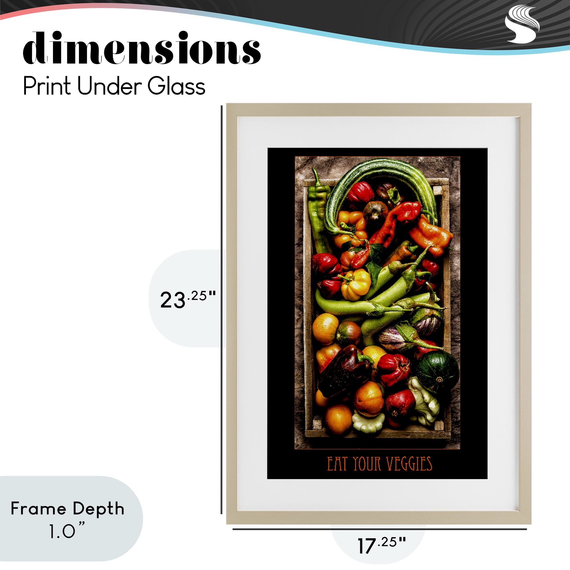 Stupell Industries Eat Your Veggies Vibrant Harvest Birch Framed Print Under Glass, design by Carl Kravats