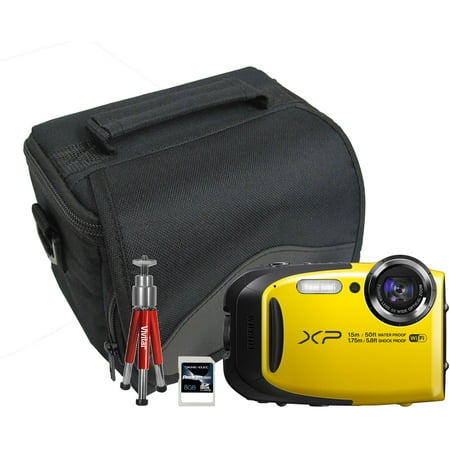 FinePix XP80 16MP All-Weather Yellow Digital Camera, Carry Bag, Mini Tripod and 8GB SDHC Memory Card
